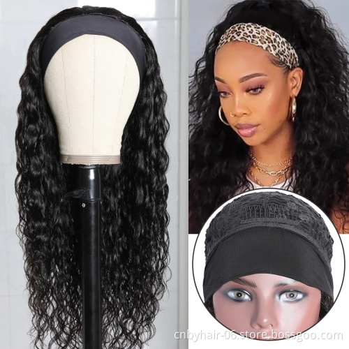 Human Hair Headband Wig For Black Women,Wholesale Long Straight Deep Water Wave Wig Headband,Kinky Curly Headband Wig Human Hair